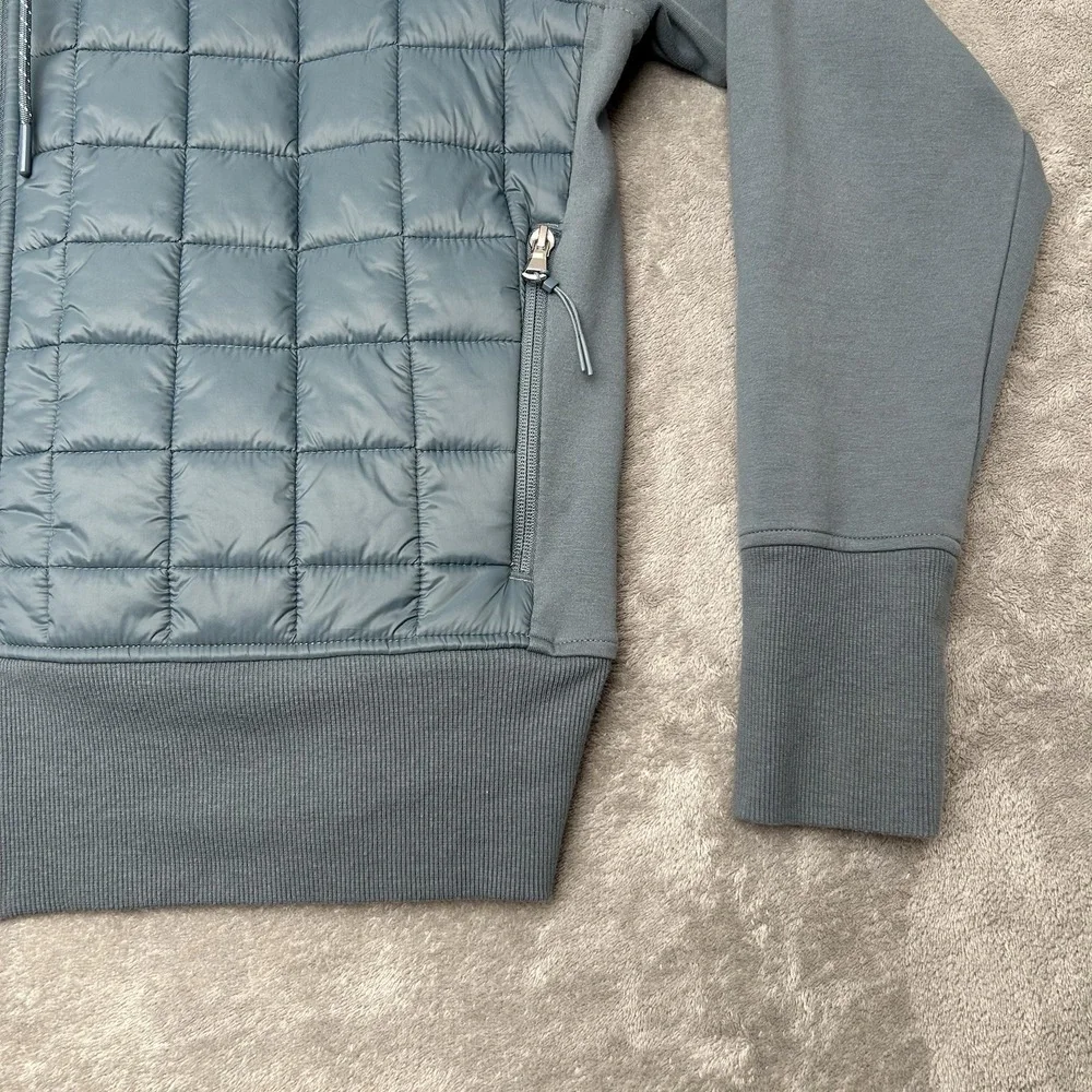 Old Navy Mens Active Dynamic Fleece Quilted Hybrid Zip Up Hoodie Blue Gray Large
